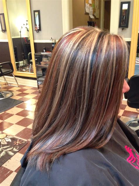 blonde with dark red highlights|dark red hair blonde highlights.